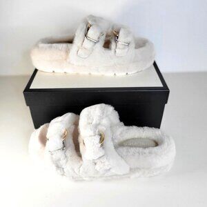 JSLIDES Shearling Slippers Natural Women Size 8